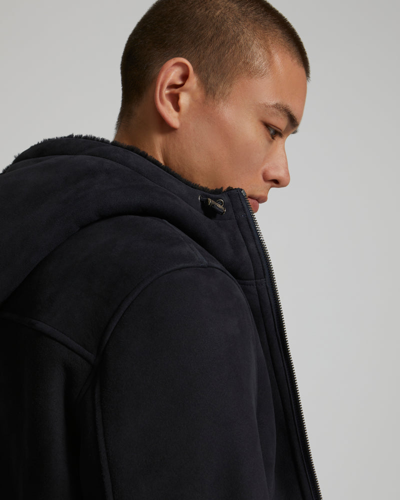 Shearling Hoodie - navy - Yves Salomon