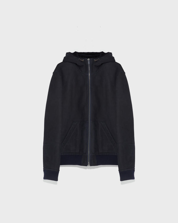 Shearling Hoodie - navy - Yves Salomon