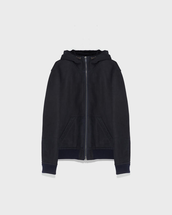 Shearling Hoodie - navy - Yves Salomon