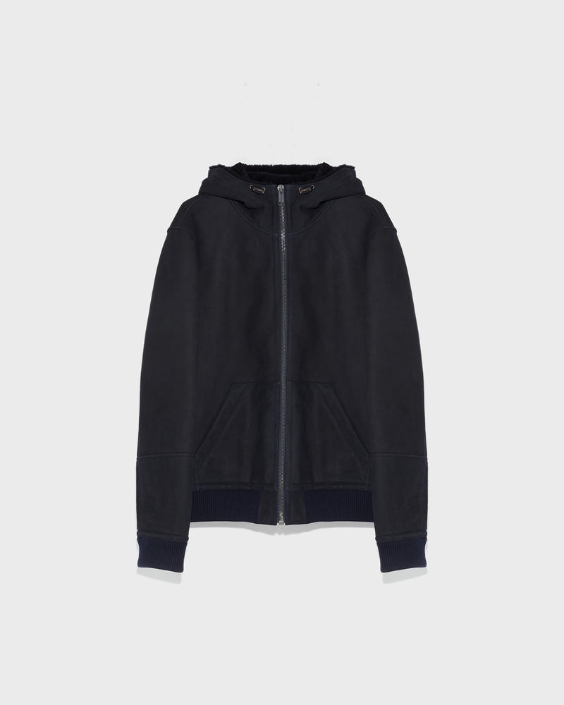 Shearling Hoodie - navy - Yves Salomon