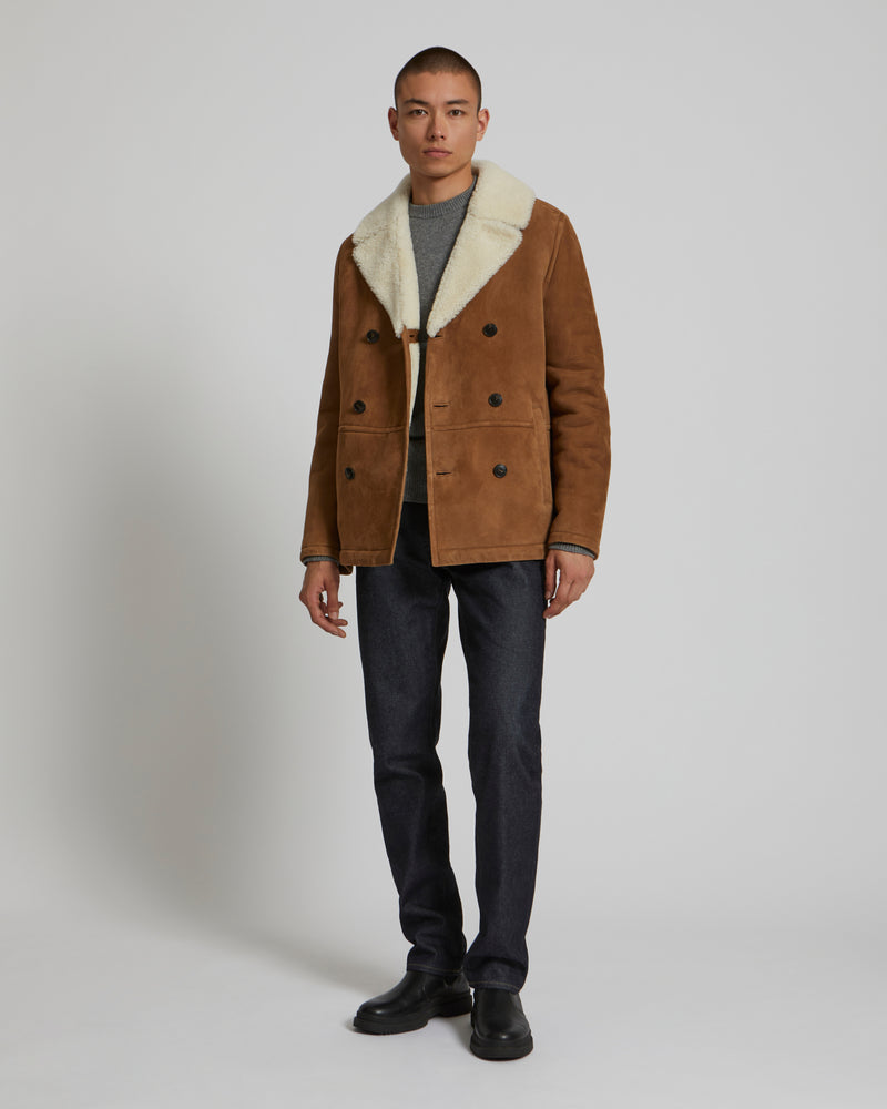 Shearling PeaCoat-Yves Salomon-Winter sale & boxing day