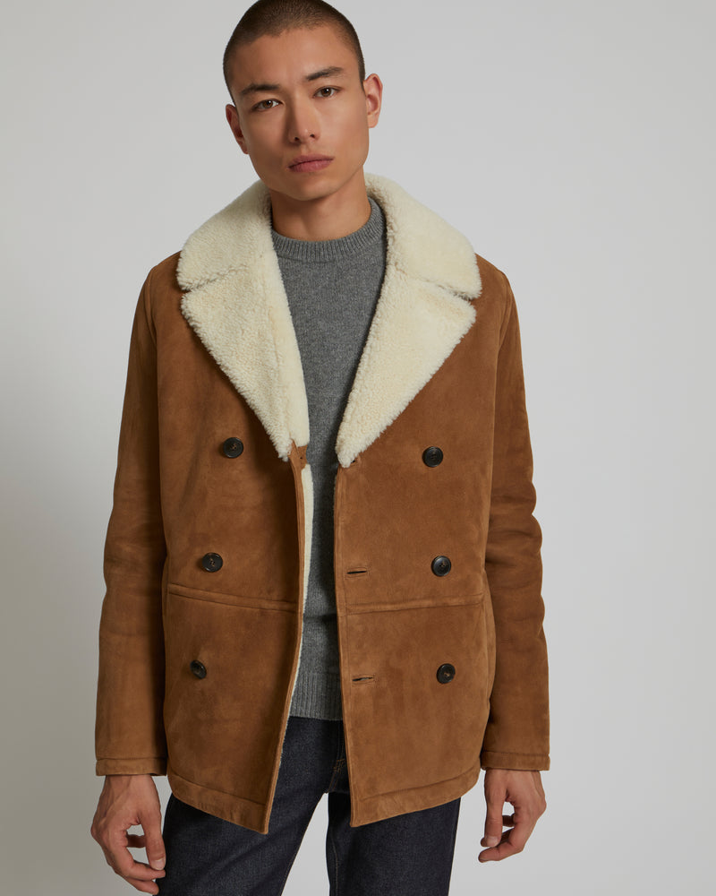 Shearling PeaCoat-Yves Salomon-Winter sale & boxing day