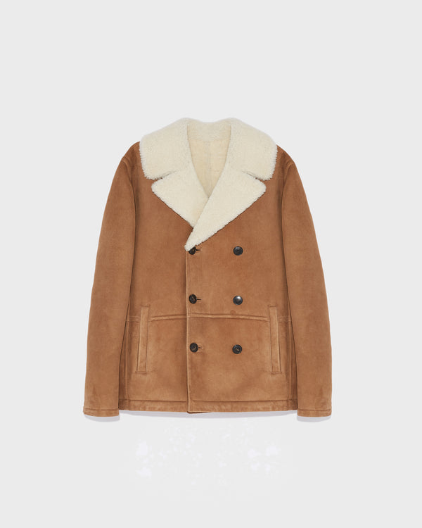 Shearling PeaCoat - brown/white - Yves Salomon