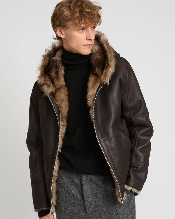 Reversible Toscana lambskin hoodie -Yves Salomon