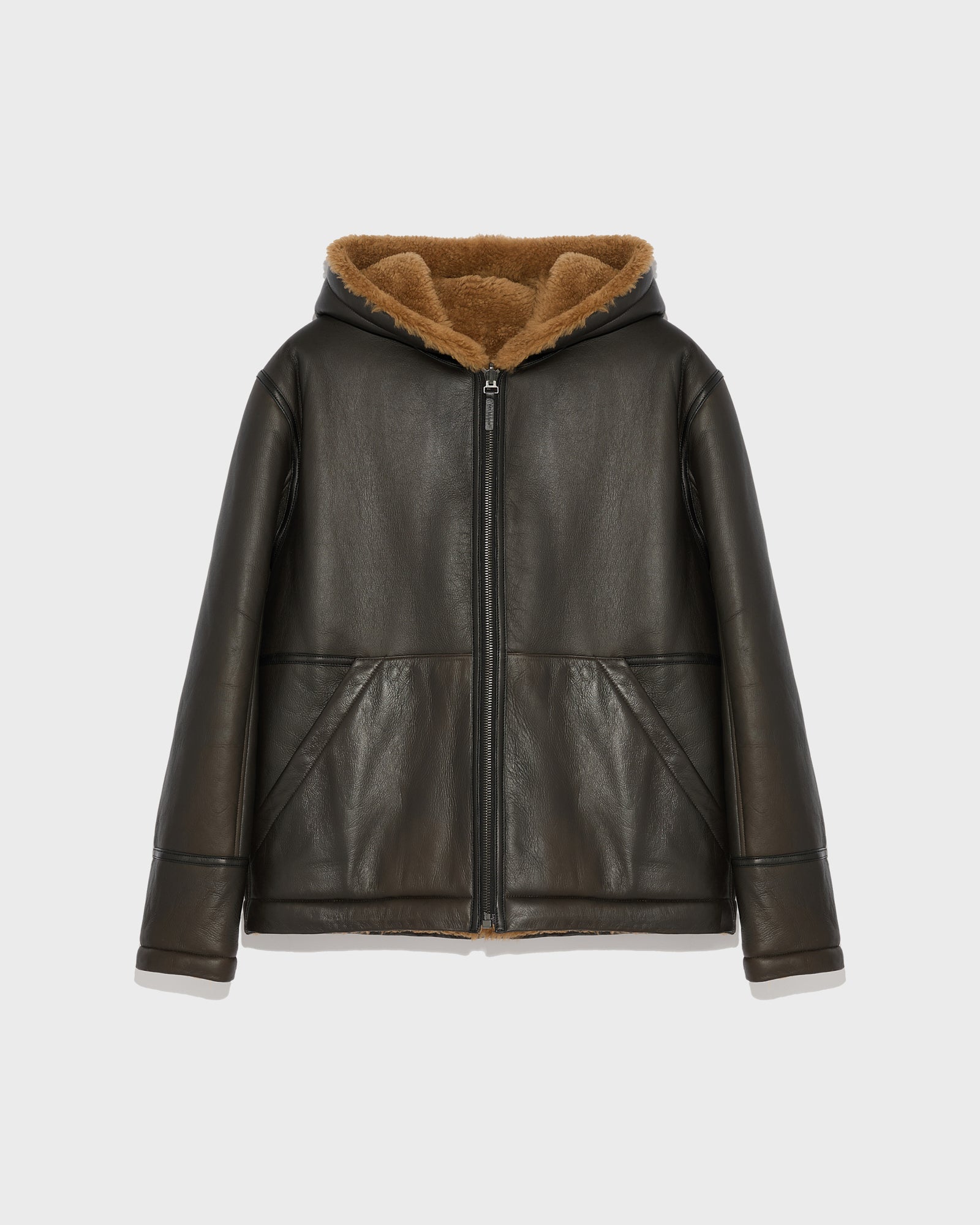 Reversible Shearling Hoodie - brown - Yves Salomon – Yves Salomon UK