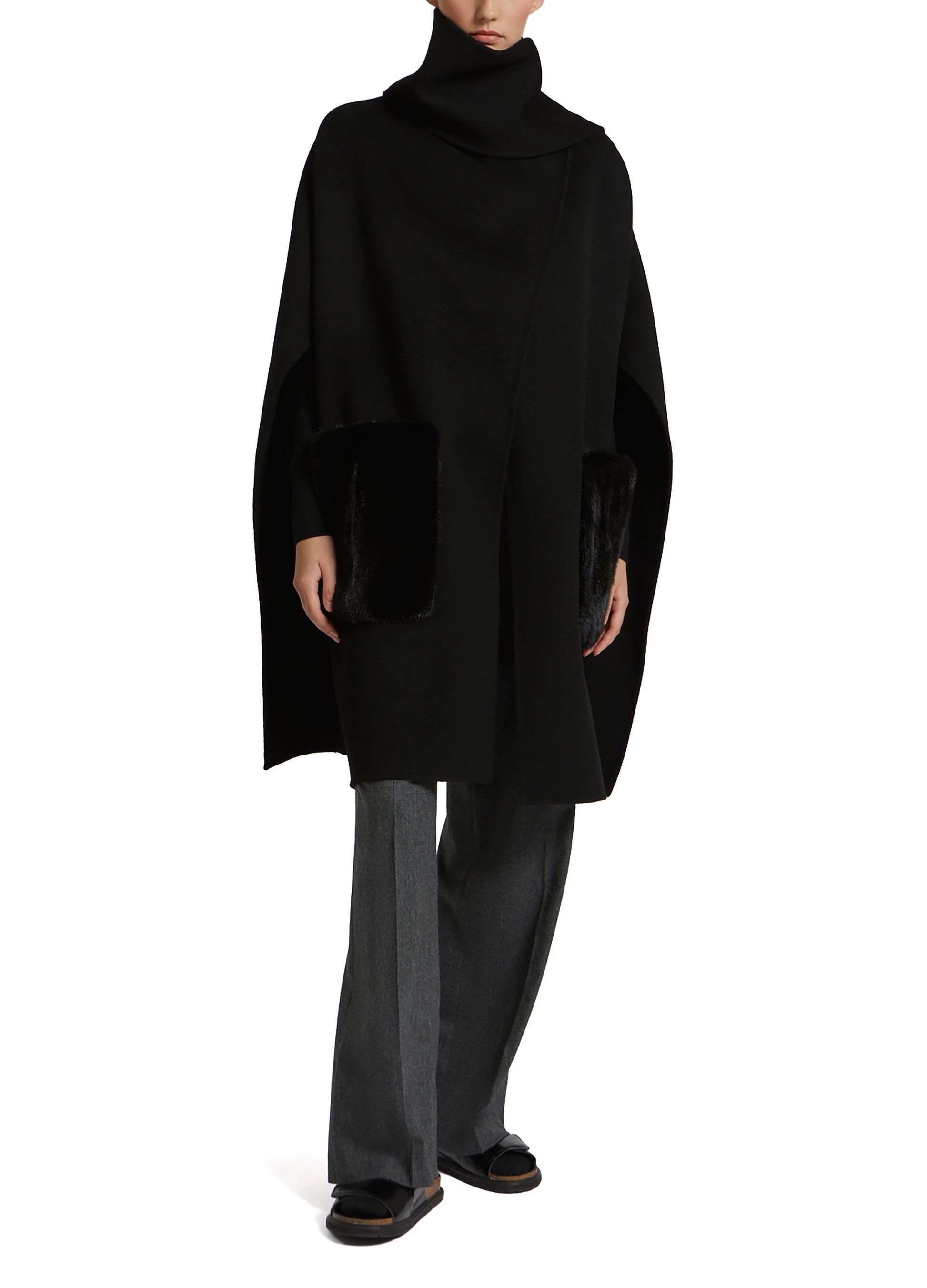 Cashmere wool cape with mink fur -Yves Salomon