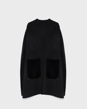 cashmere wool cape with mink fur