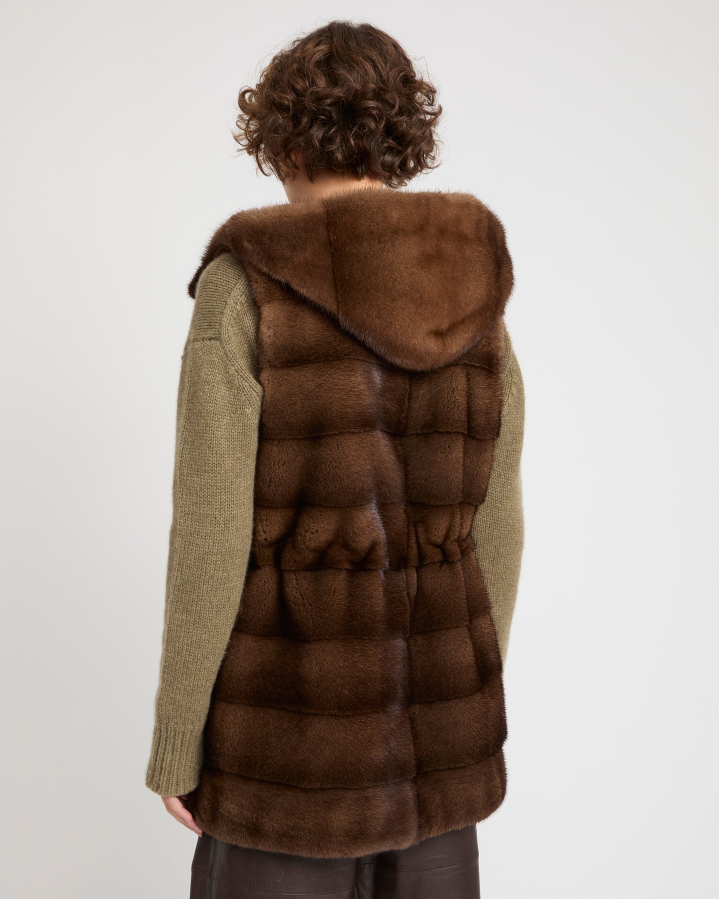 Hooded gilet in long-haired mink fur -Yves Salomon