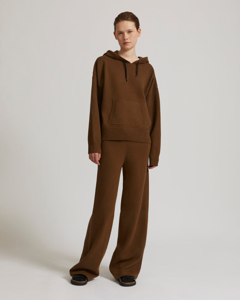 Knitted hoodie - brown - Yves Salomon