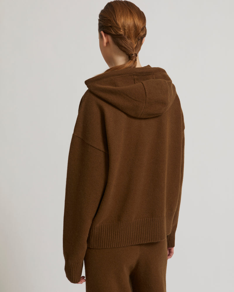 Knitted hoodie - brown - Yves Salomon