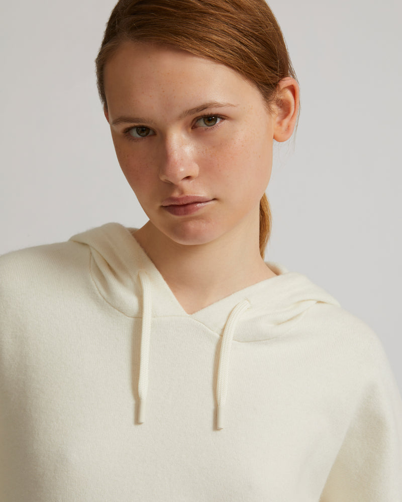 Knitted hoodie - white - Yves Salomon