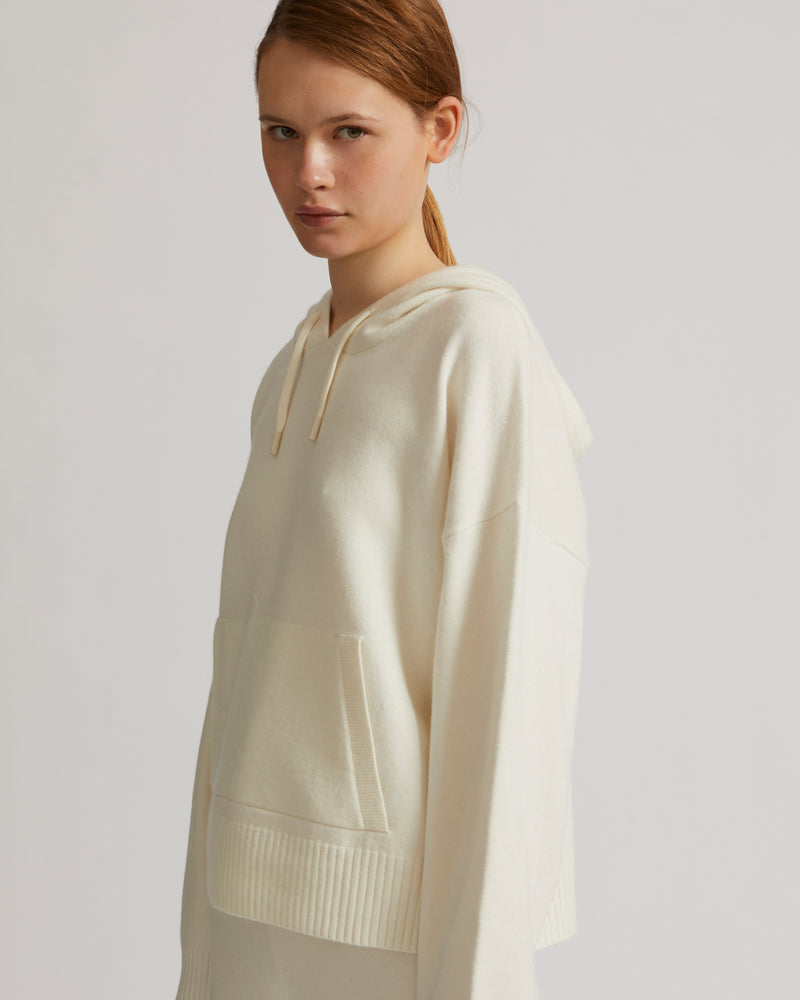 Knitted hoodie - white - Yves Salomon