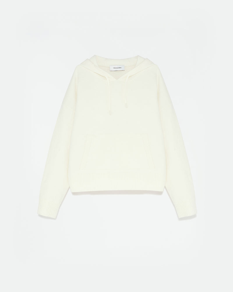 Knitted hoodie - white - Yves Salomon