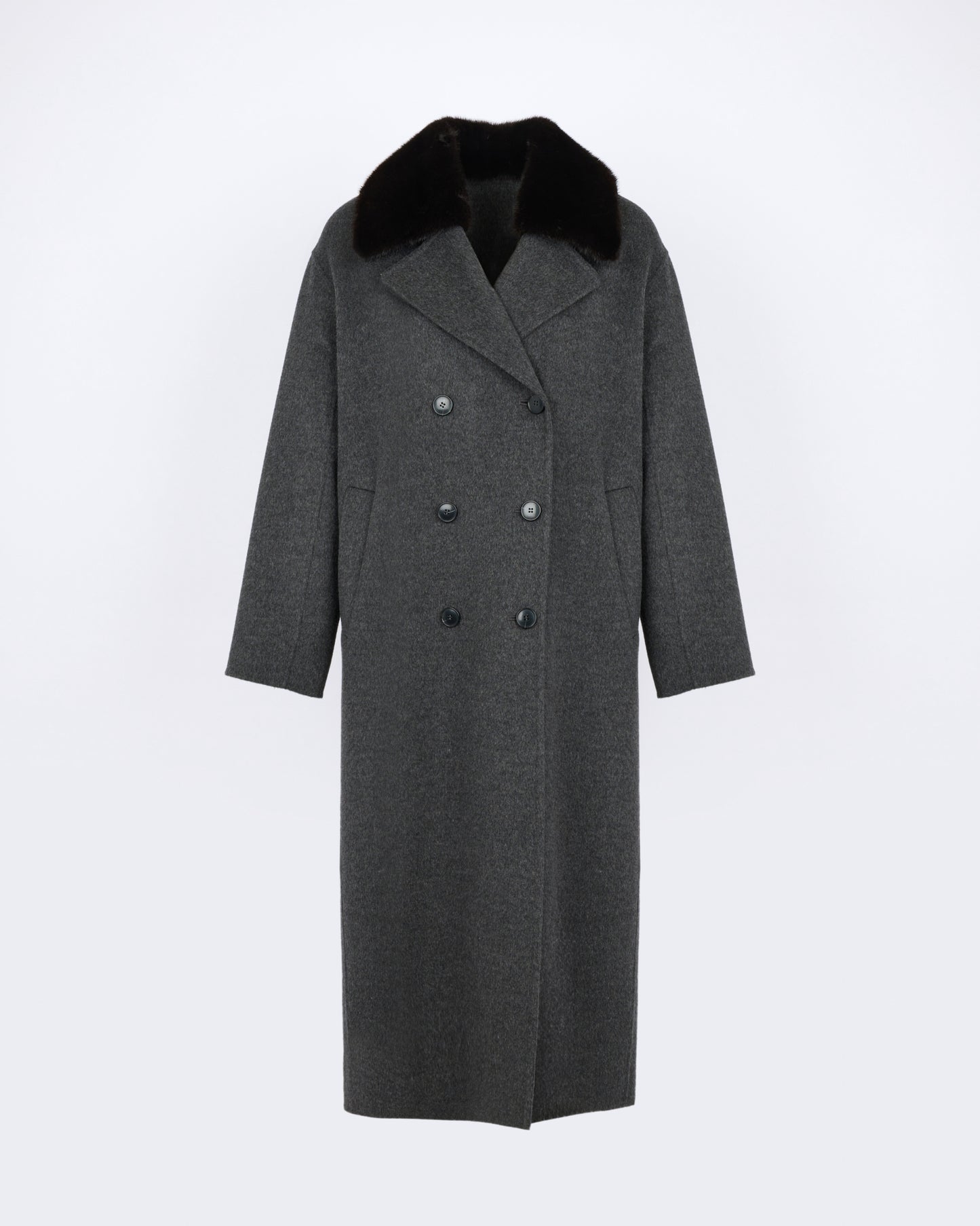 Long cashmere wool coat with mink fur collar - Yves Salomon - New Fall/Winter Collection