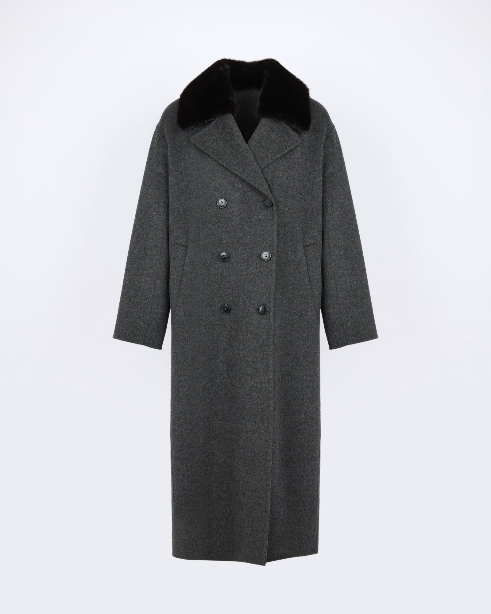 Long cashmere wool coat with mink fur collar - Yves Salomon - New Fall/Winter Collection