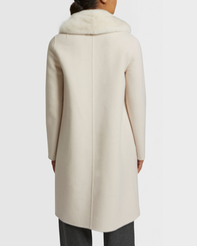 Cashmere wool coat with mink fur collar and facing