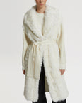 Long cardigan coat in knit and lambskin