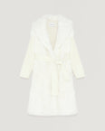 Long cardigan coat in knit and lambskin