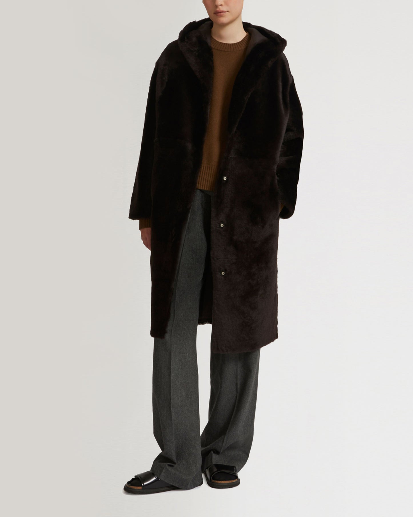 Winter sale & boxing day  -Long hooded shearling coat