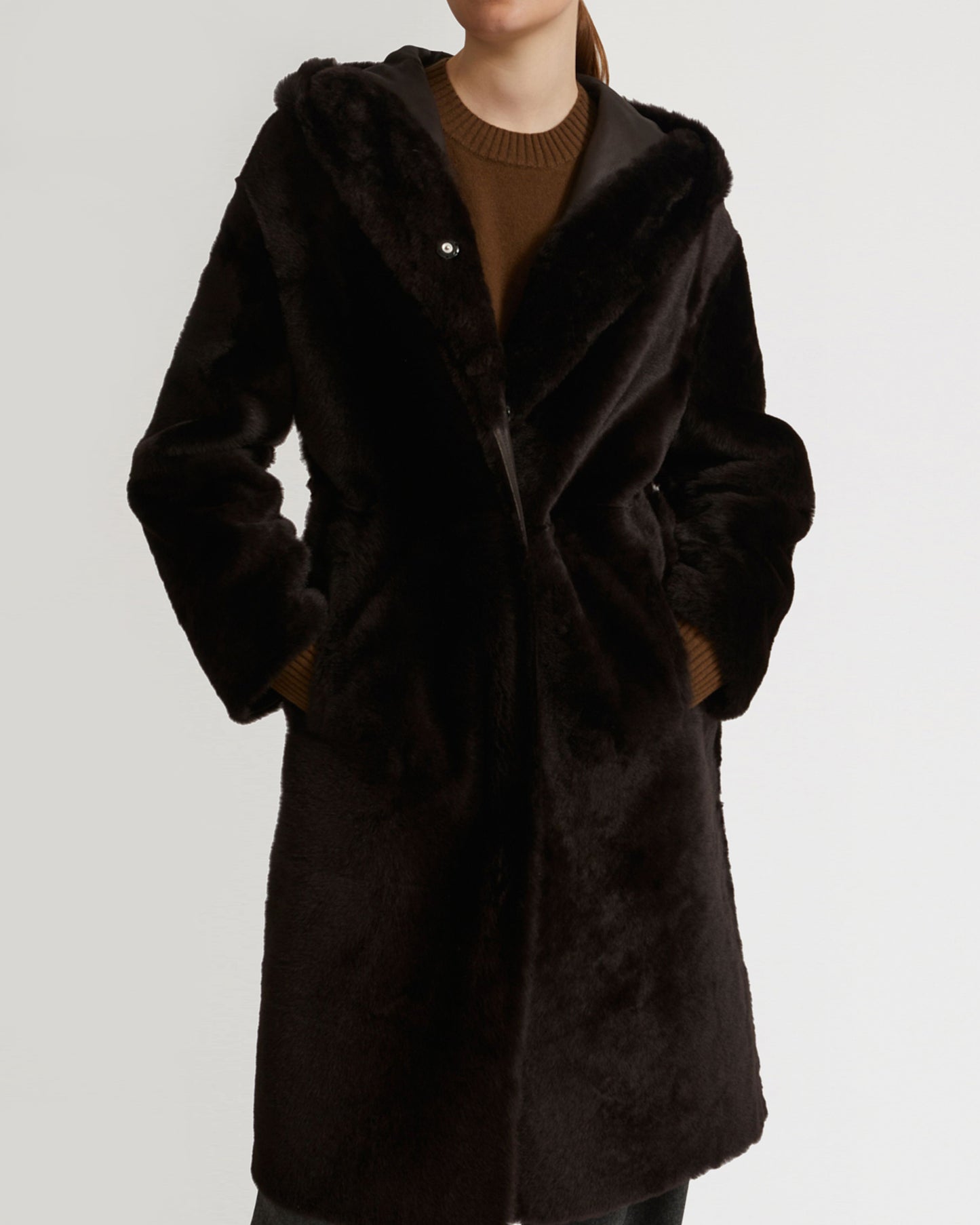 Winter sale & boxing day  -Long hooded shearling coat