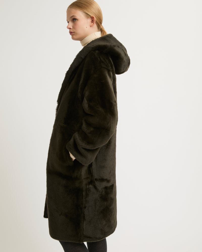 Long hooded shearling coat-Yves Salomon-Winter sale & boxing day