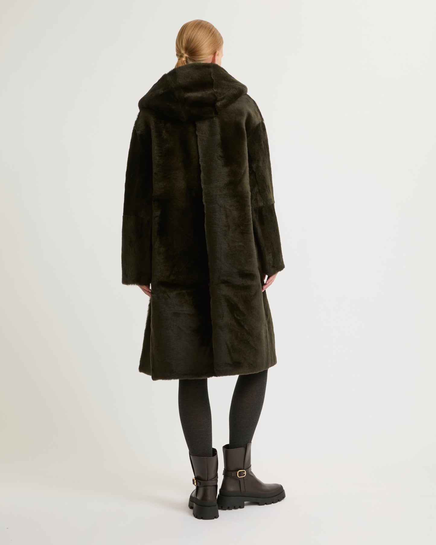 Long hooded shearling coat-Yves Salomon-Winter sale & boxing day