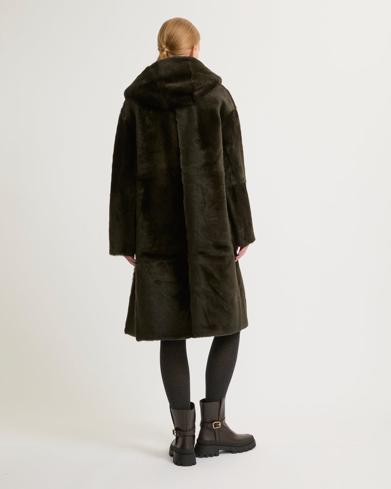 Long hooded shearling coat-Yves Salomon-Winter sale & boxing day