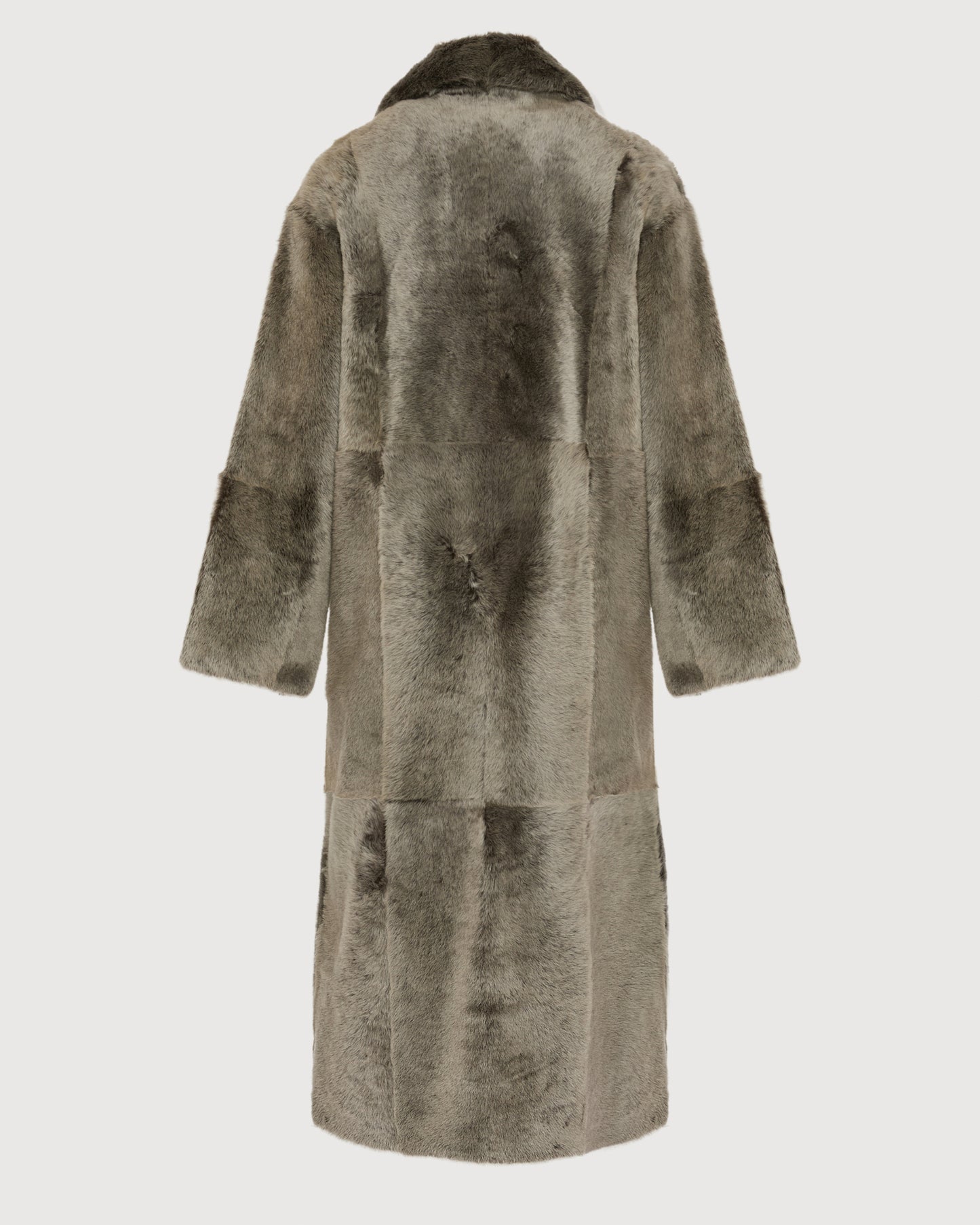 Long double-breasted shearling coat