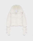 Boxy down jacket in waterproof technical fabric with fox fur collar
