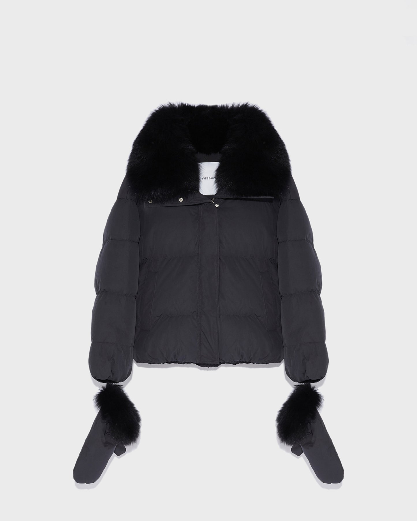 Boxy down jacket in waterproof technical fabric with fox fur collar -Yves Salomon