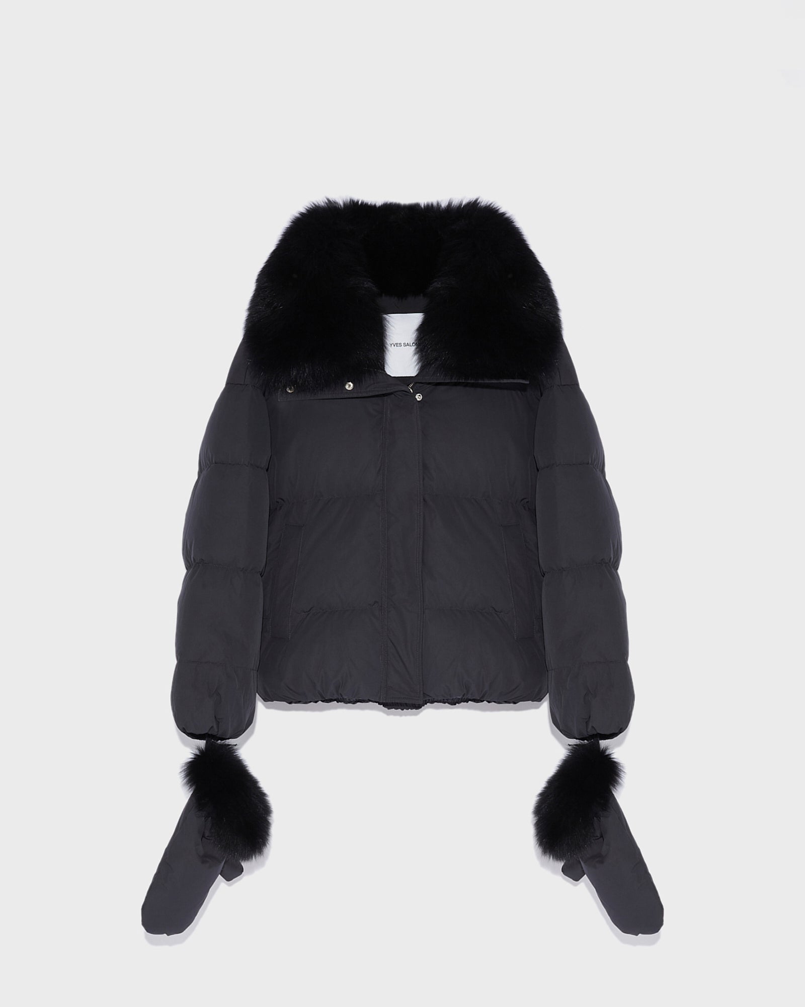 Boxy down jacket in waterproof technical fabric with fox fur collar -Yves Salomon