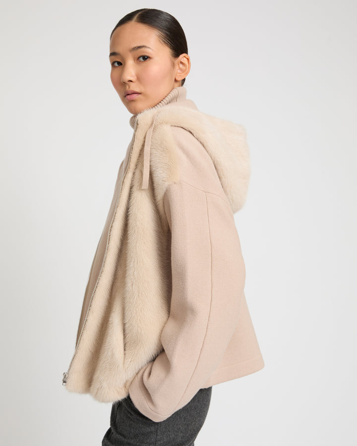 Reversible Hooded Jacket in Mink and Technical Fabric -Yves Salomon