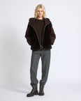 Hooded jacket in mink fur and technical fabric