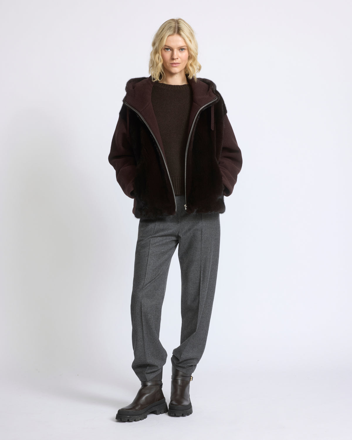 Hooded jacket in mink fur and technical fabric - Yves Salomon - New Fall/Winter Collection