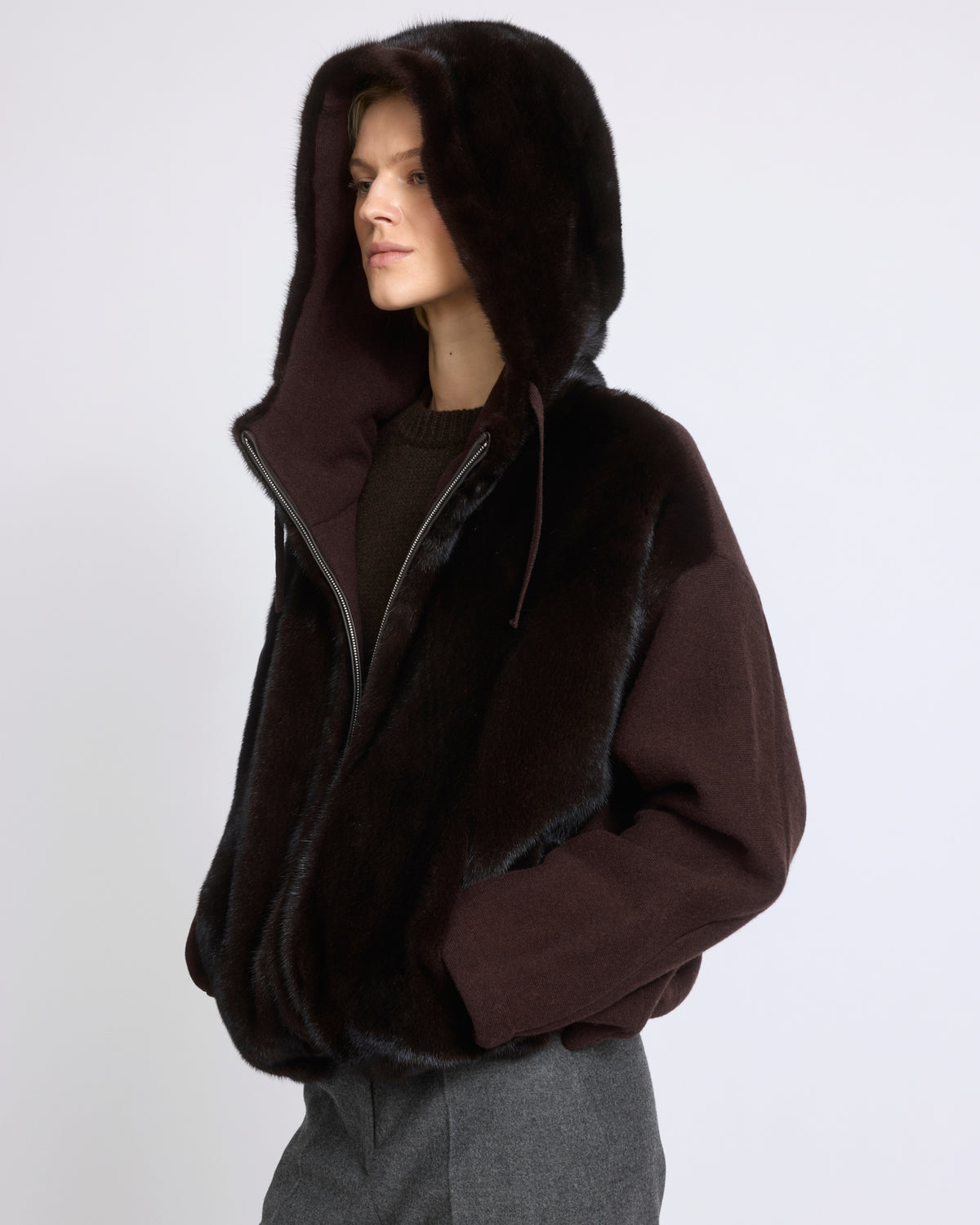 Hooded jacket in mink fur and technical fabric - Yves Salomon - New Fall/Winter Collection