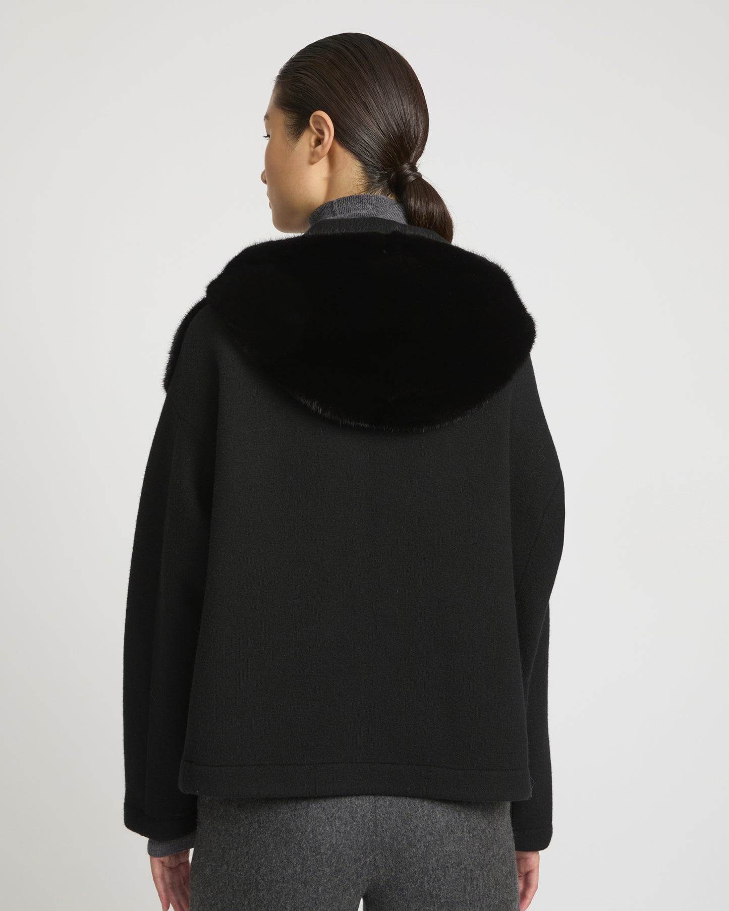 Reversible Hooded Jacket in Mink and Technical Fabric -Yves Salomon