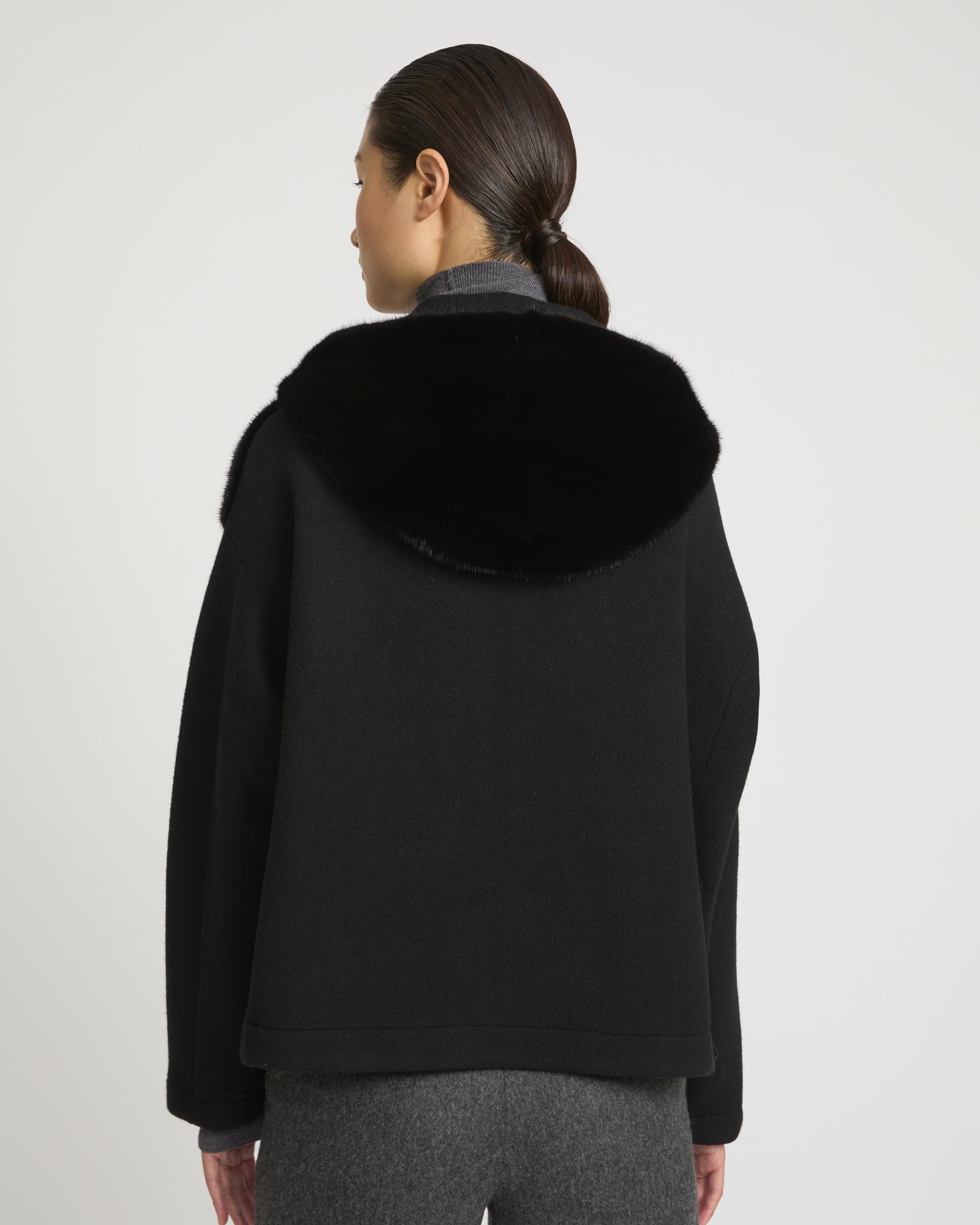 Reversible Hooded Jacket in Mink and Technical Fabric -Yves Salomon