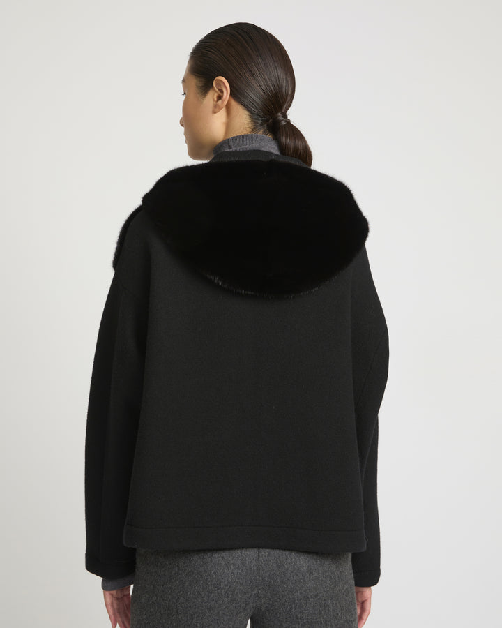 Reversible Hooded Jacket in Mink and Technical Fabric -Yves Salomon