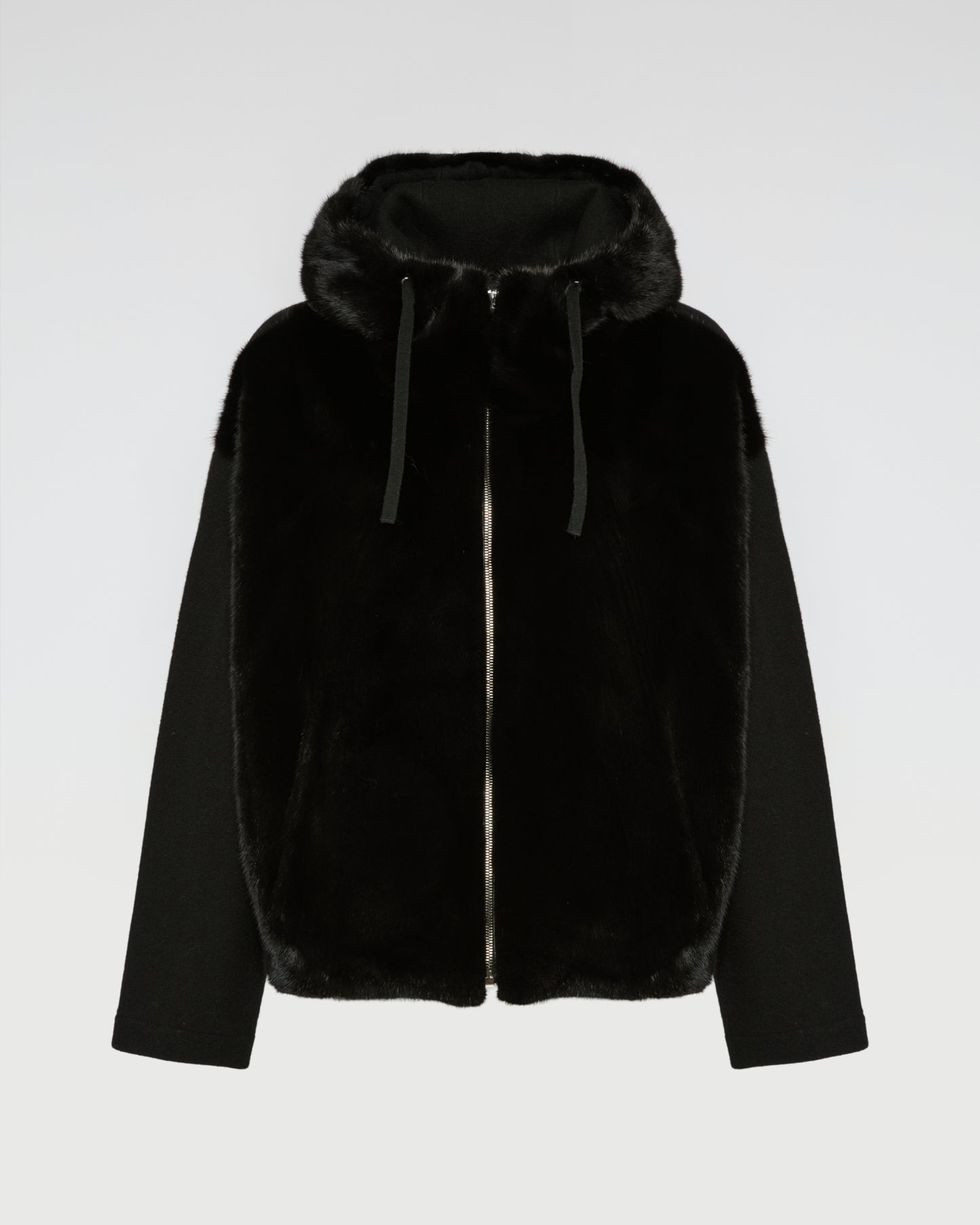 Reversible Hooded Jacket in Mink and Technical Fabric -Yves Salomon