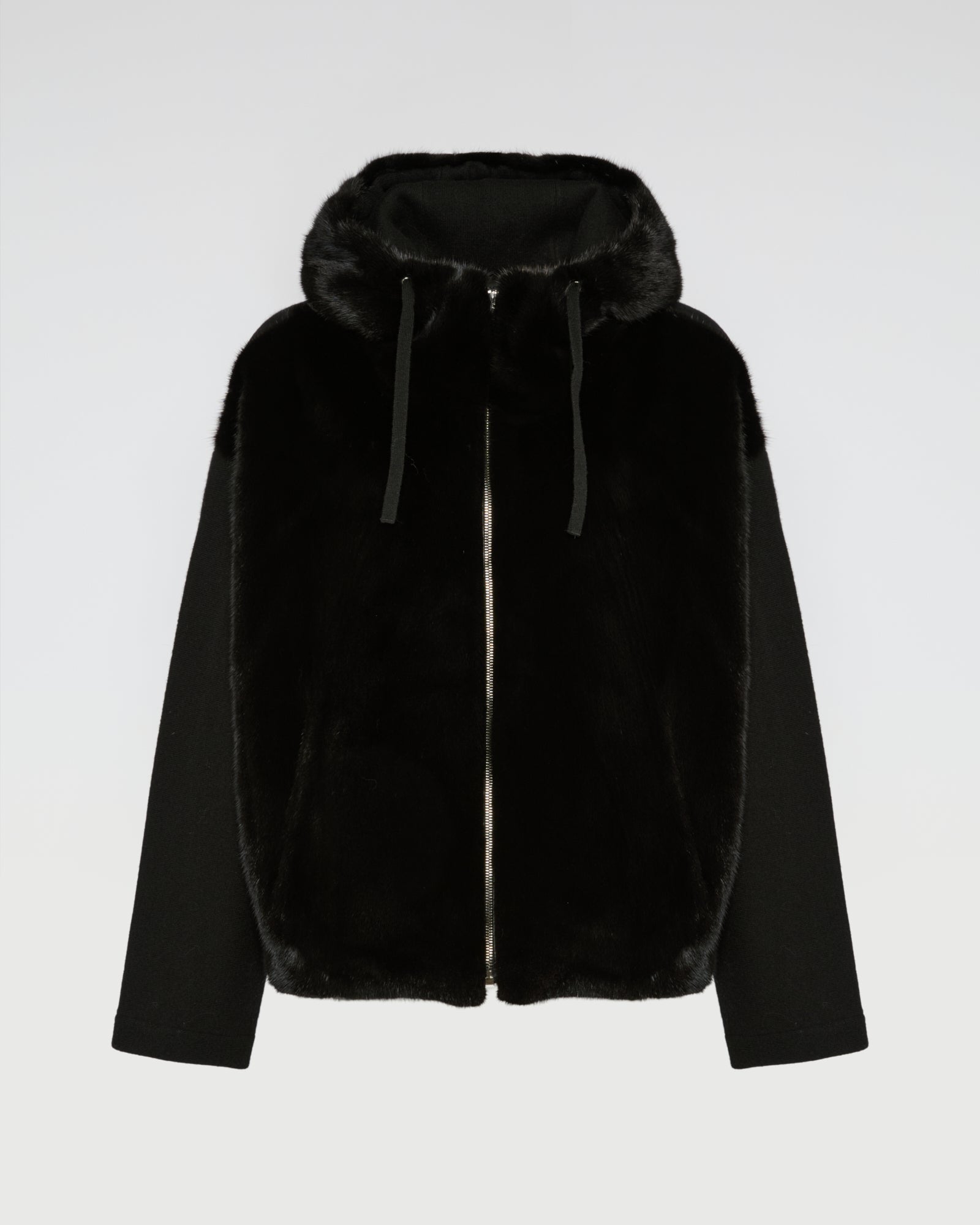 Reversible Hooded Jacket in Mink and Technical Fabric -Yves Salomon