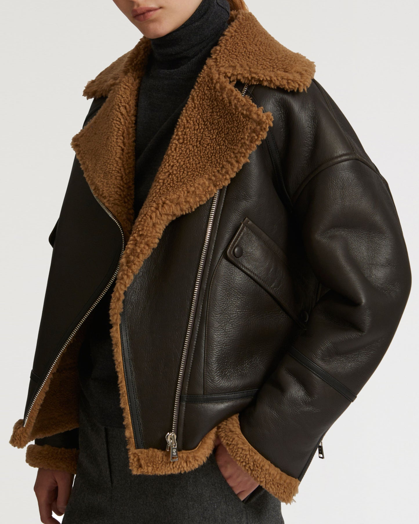 Merino shearling biker jacket -Yves Salomon