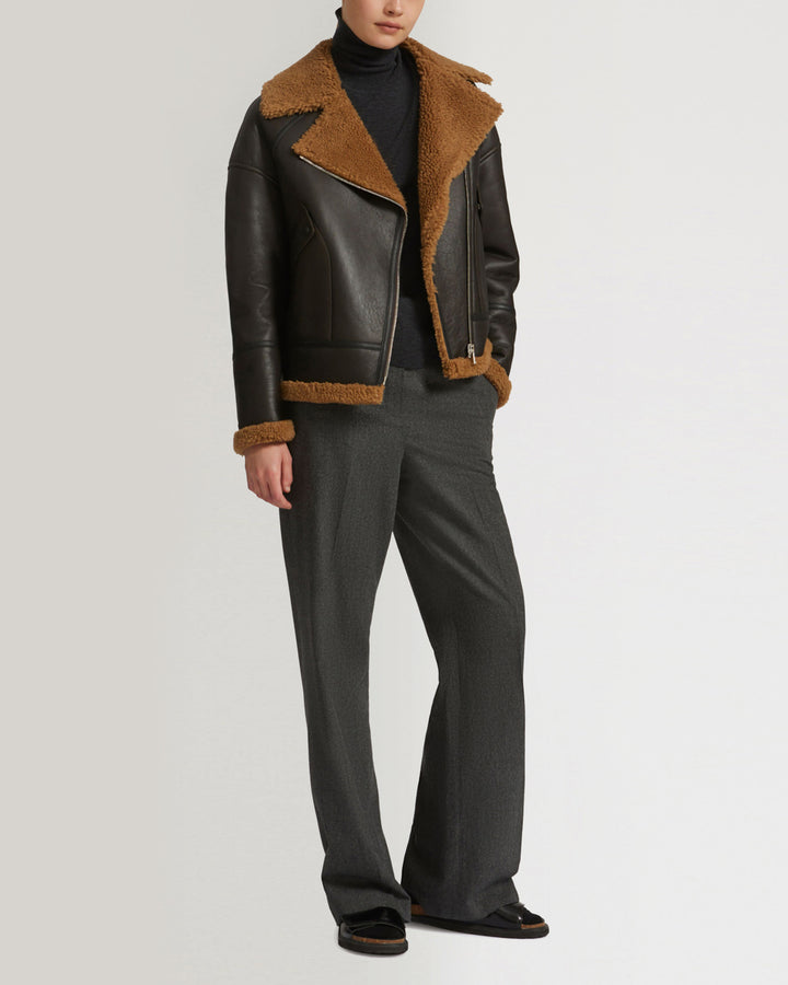 Merino shearling biker jacket -Yves Salomon