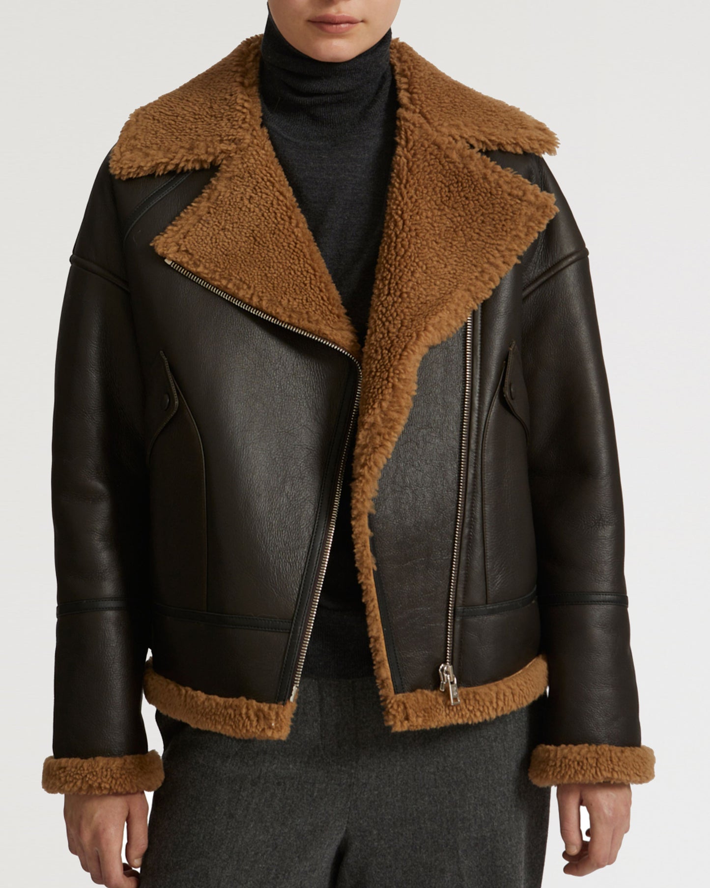 Merino shearling biker jacket -Yves Salomon