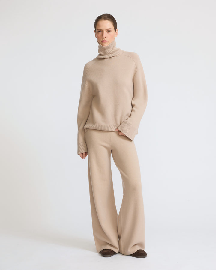 Merino knit wide leg trousers