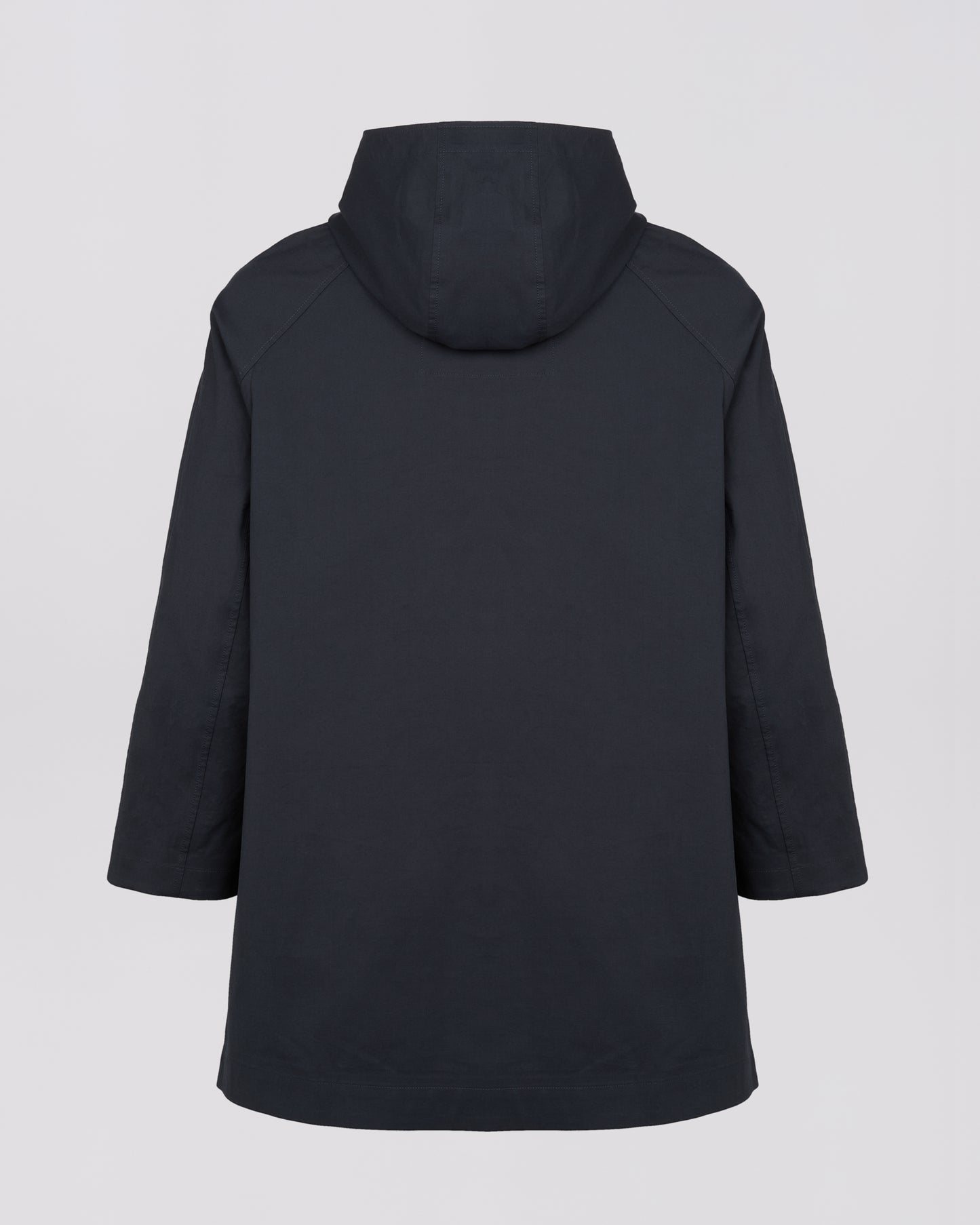 Hooded coat in double-sided cotton with leather details