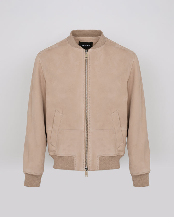 Suede leather varsity jacket