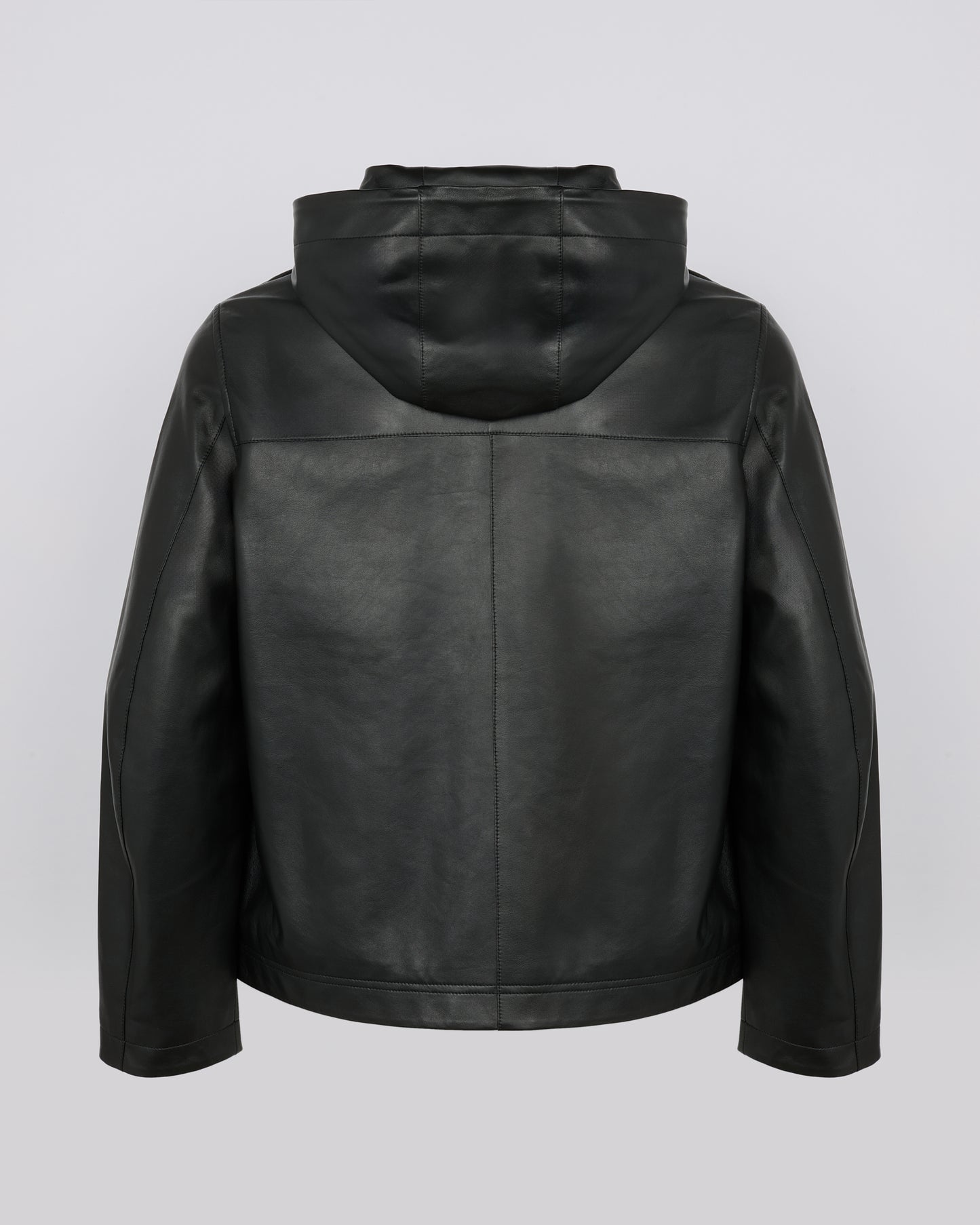 Leather hoodie jacket