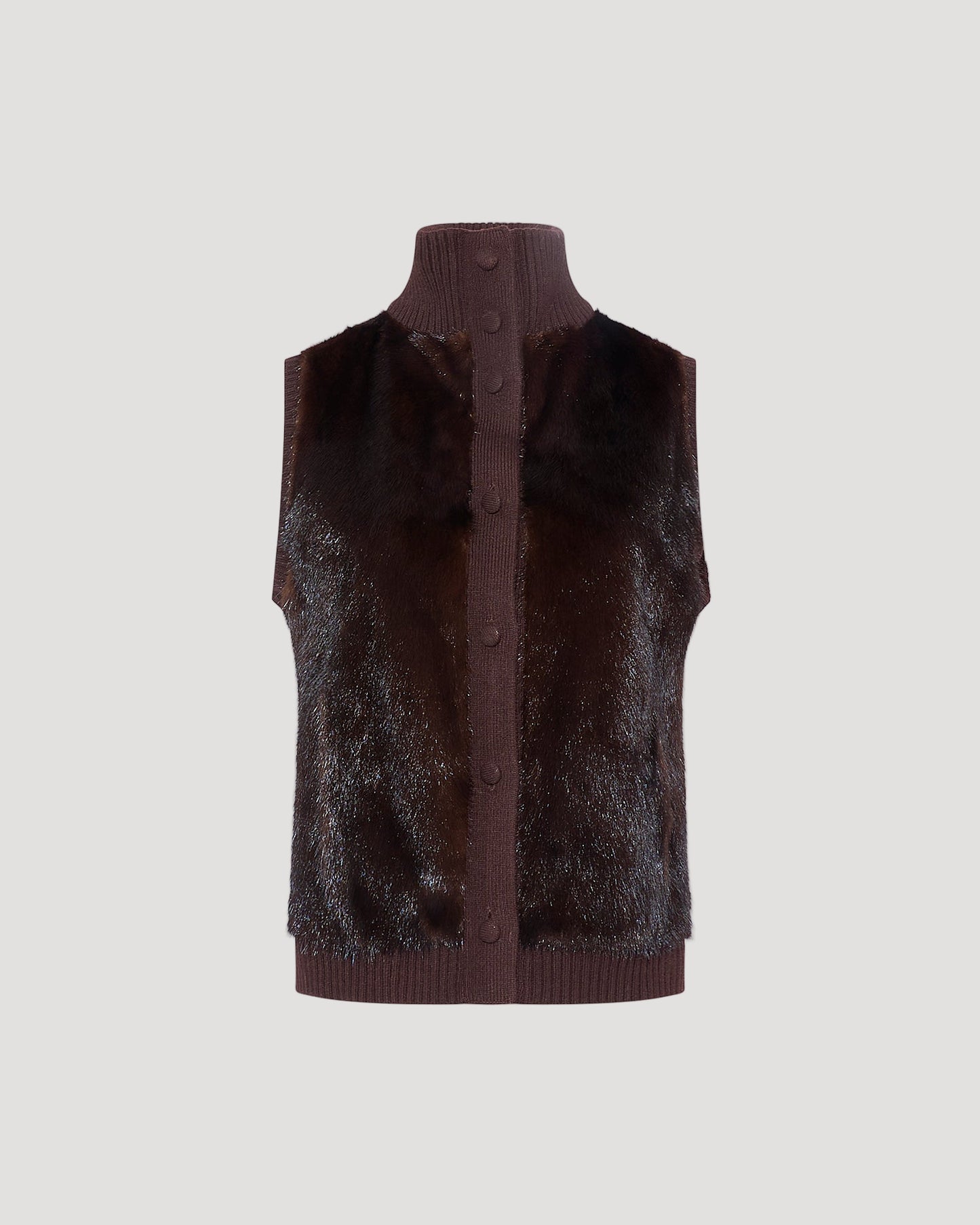 Merino knit and mink fur gilet