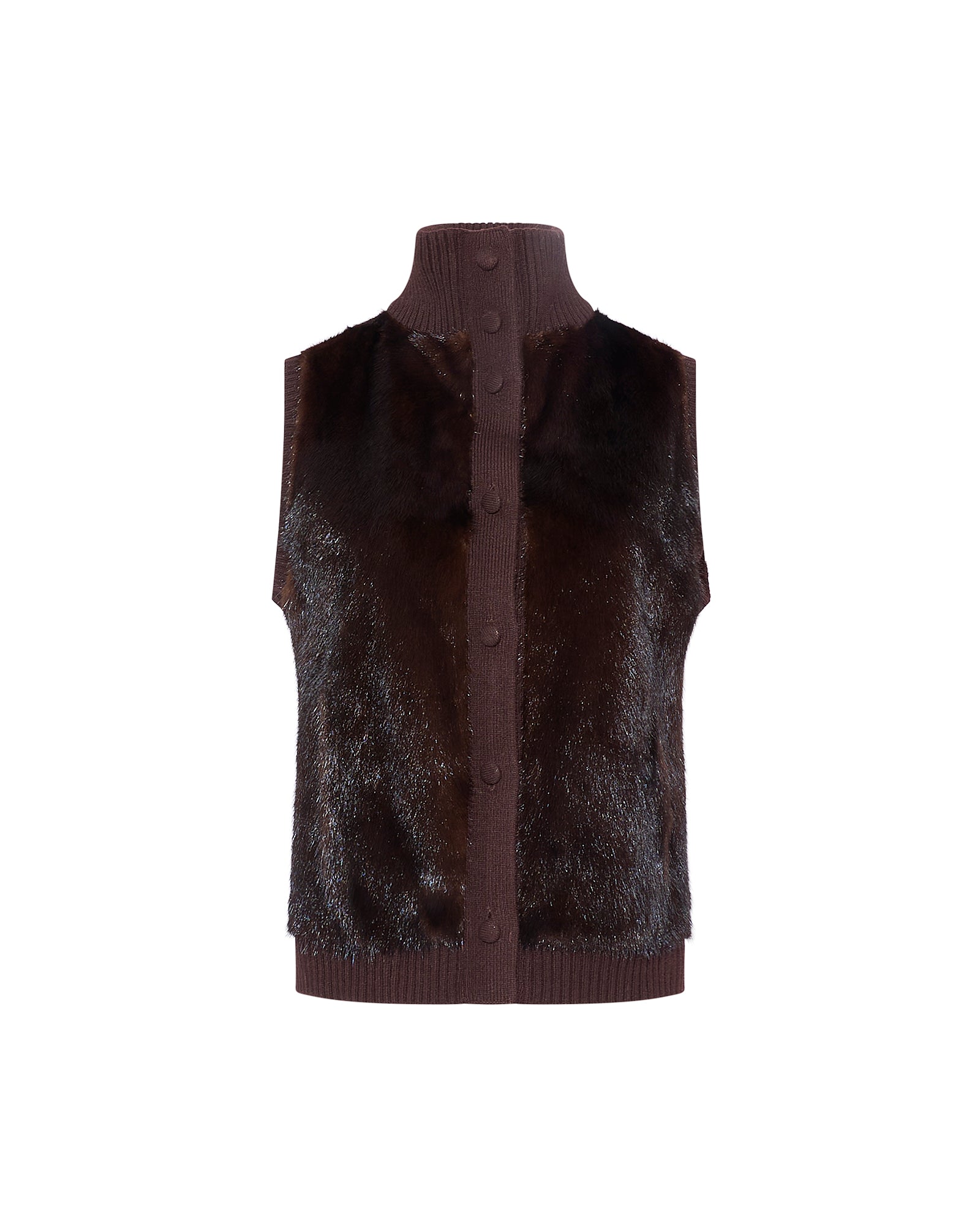 Merino knit and mink fur gilet -Yves Salomon