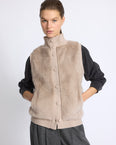 Short knitted gilet in merino and mink
